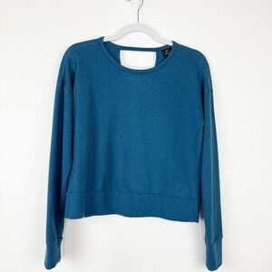 Nike Dri-FIT Womens Open Back Training Top Teal Blue Heathered Sweatshirt Small